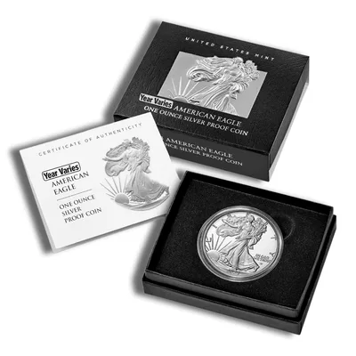 Proof Silver Eagle - Box & COA (Year Varies) — packaging view