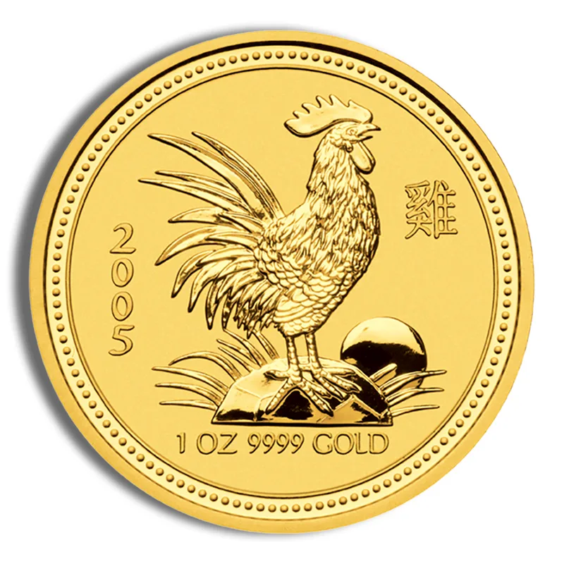 2005 1 oz Australia Gold Lunar Rooster BU - Series I — Gold bullion from Standard Bullion