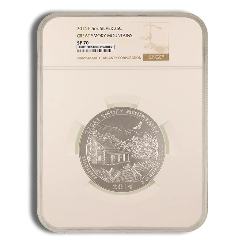 2014-P 5 oz ATB Great Smoky Mts. Silver Coin NGC SP70 — Silver bullion from Standard Bullion