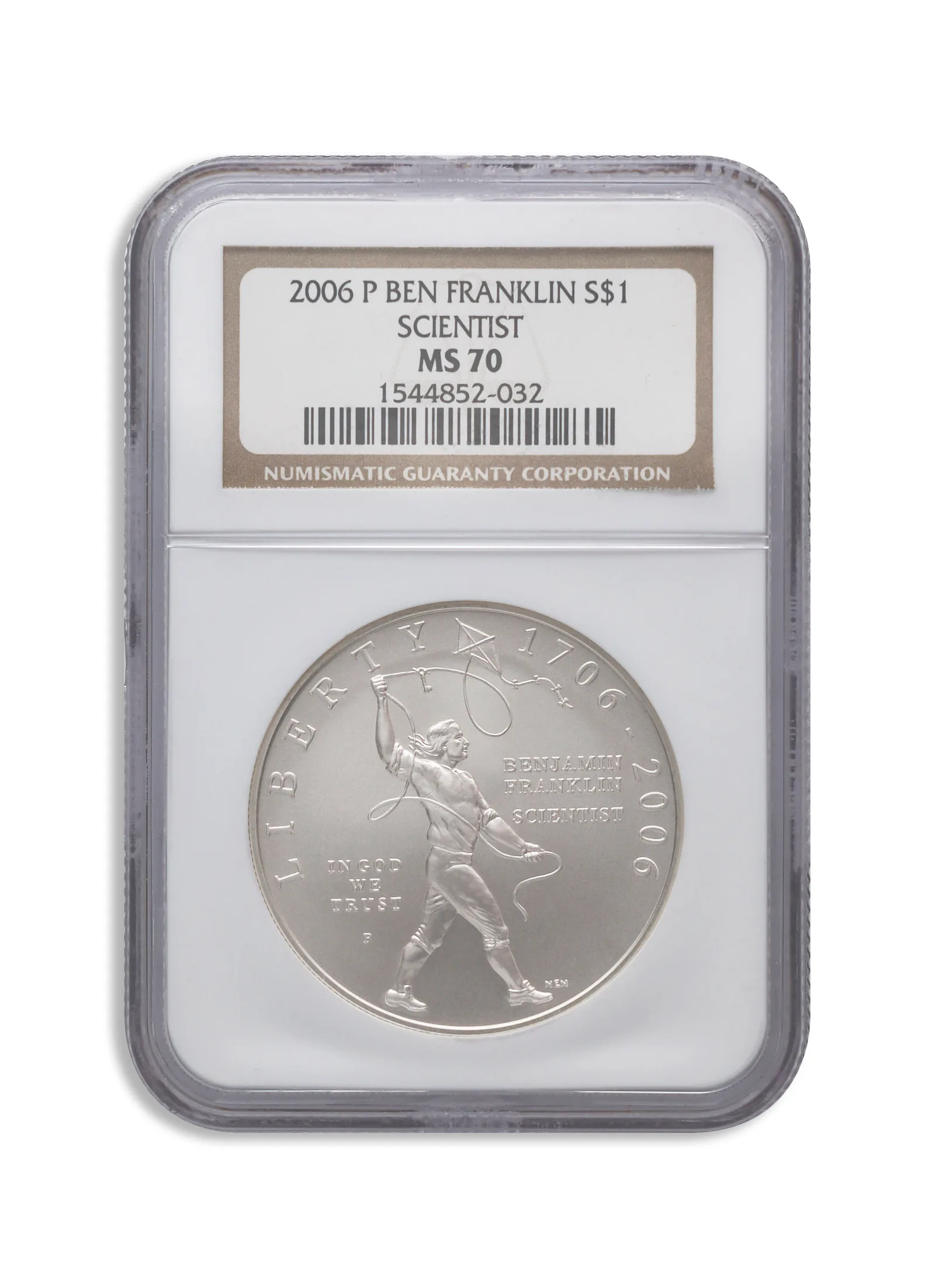 2006-P <body> Franklin Scientist Silver Commem - NGC MS70 — Silver bullion from Standard Bullion