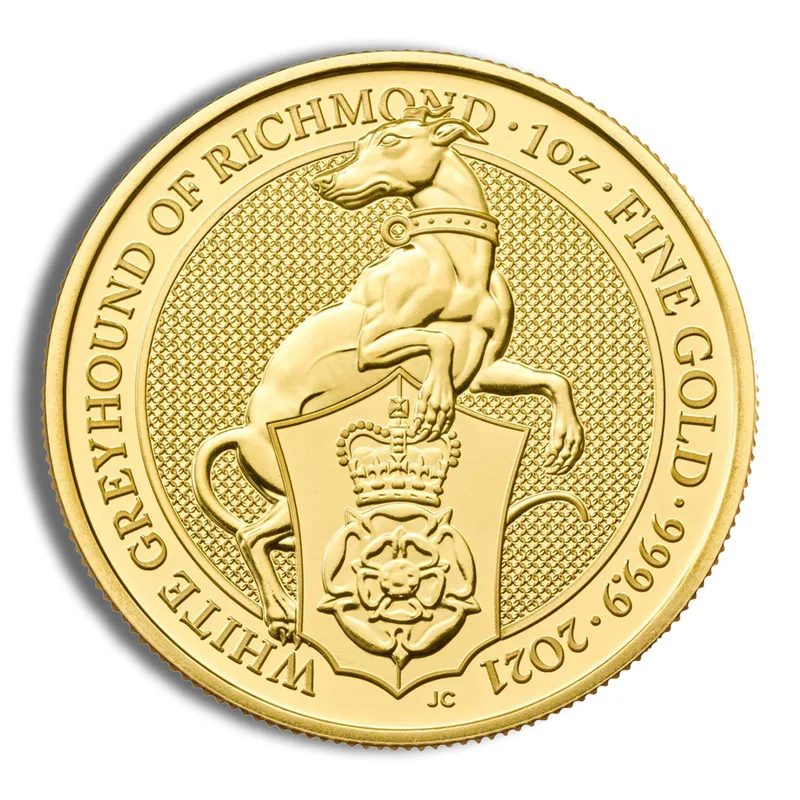 2021 1 oz Great Britain Queen's Beast Gold Coin - Greyhound — Gold bullion from Standard Bullion