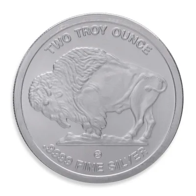2 oz Silver Round - Buffalo Design — reverse view