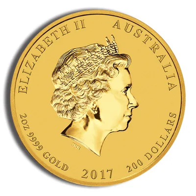 2017 2 oz Australia Gold Lunar Rooster BU - Series II — reverse view