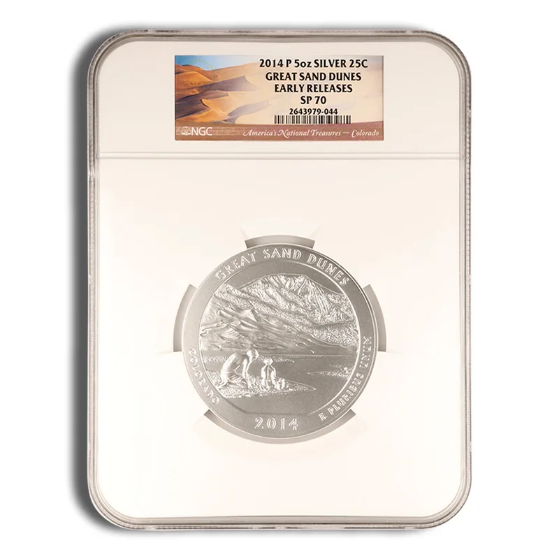 2014-P 5 oz ATB Great Sand Dunes Silver Coin NGC SP70 — Silver bullion from Standard Bullion