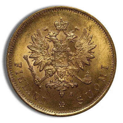 Finland 10 Markkaa Gold Coin — reverse view