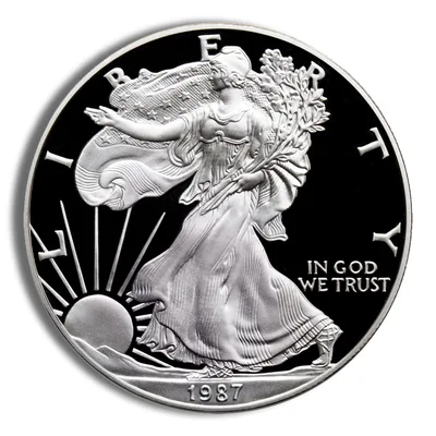 1987-S Proof Silver Eagle with Box & COA — reverse view