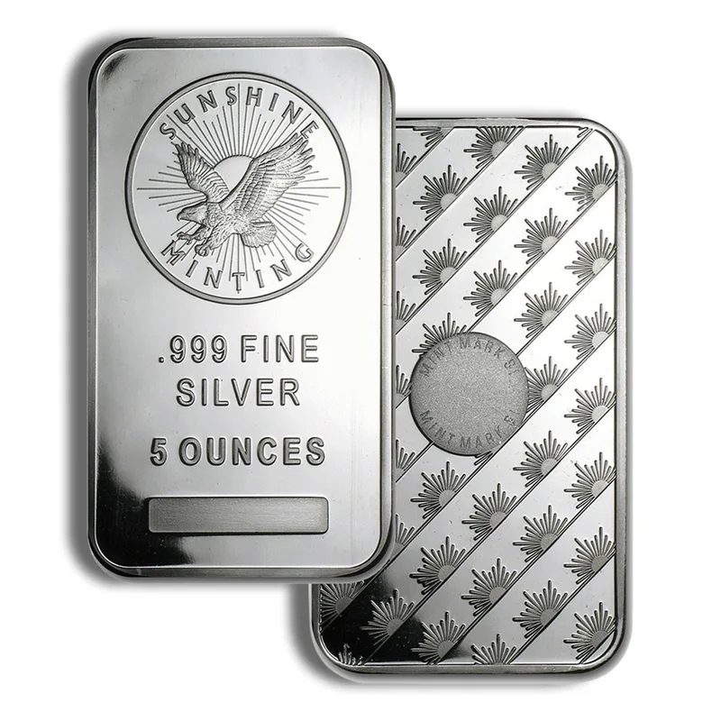 5 oz Silver Bar - Sunshine Mint - SMI — Silver bullion from Standard Bullion