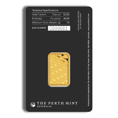 10 gram Gold Bar - Perth Mint (Carded) — reverse view