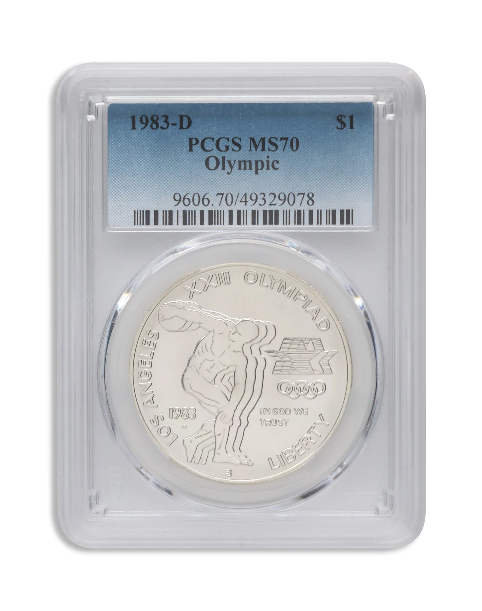 1983-D <body>LA Olympic Silver Commem - PCGS MS70 — Silver bullion from Standard Bullion