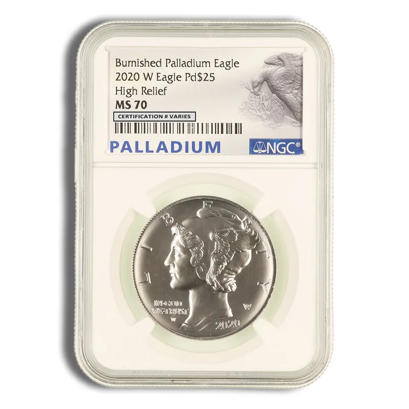 2020-W 1 oz Burnished Palladium Eagle NGC MS70 (Label Varies) — Palladium bullion from Standard Bullion