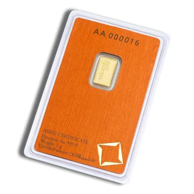 1 gram Gold Bar - Valcambi (Carded) — reverse view