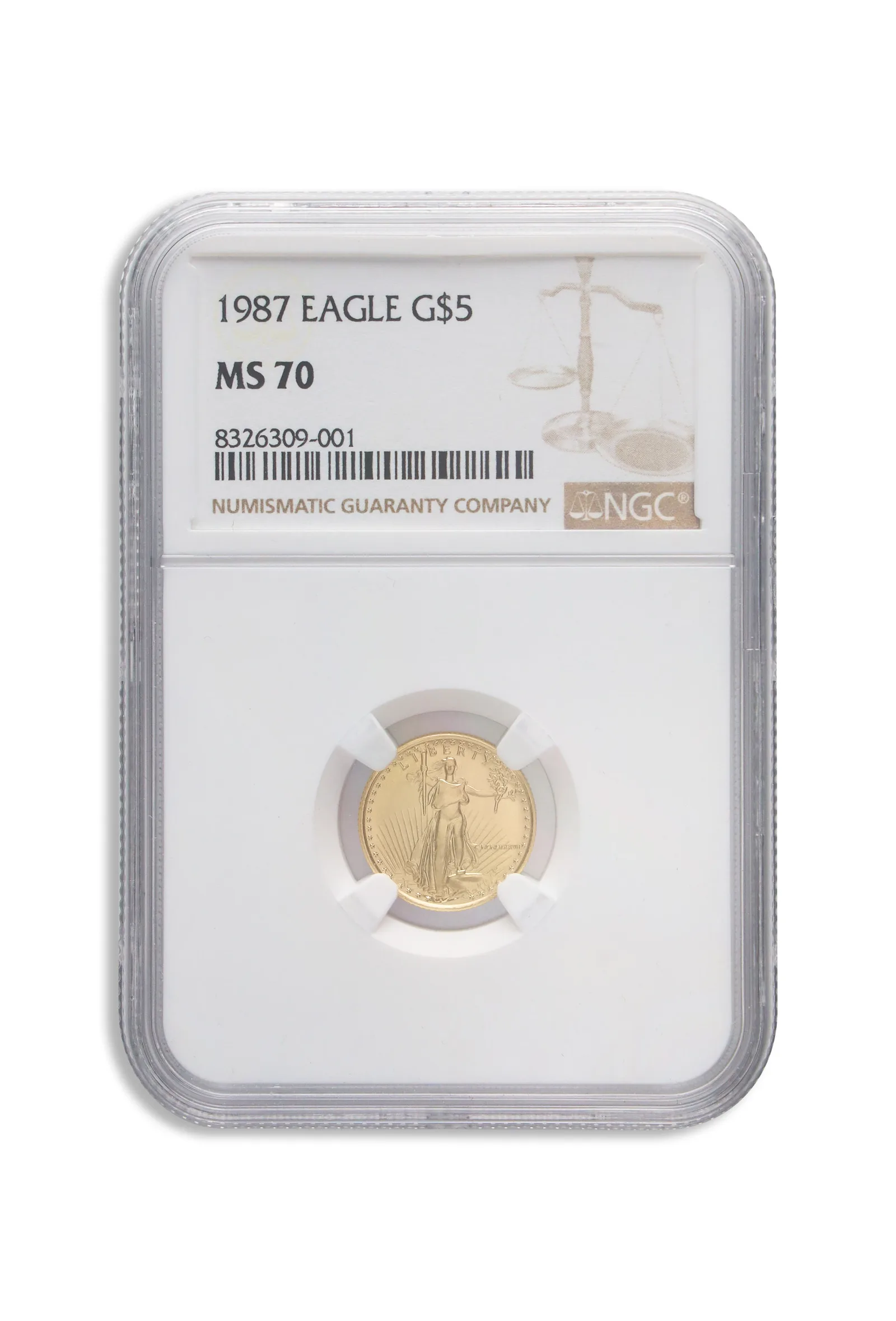 1987 1/10 oz Gold Eagle $5 NGC MS70 — Gold bullion from Standard Bullion