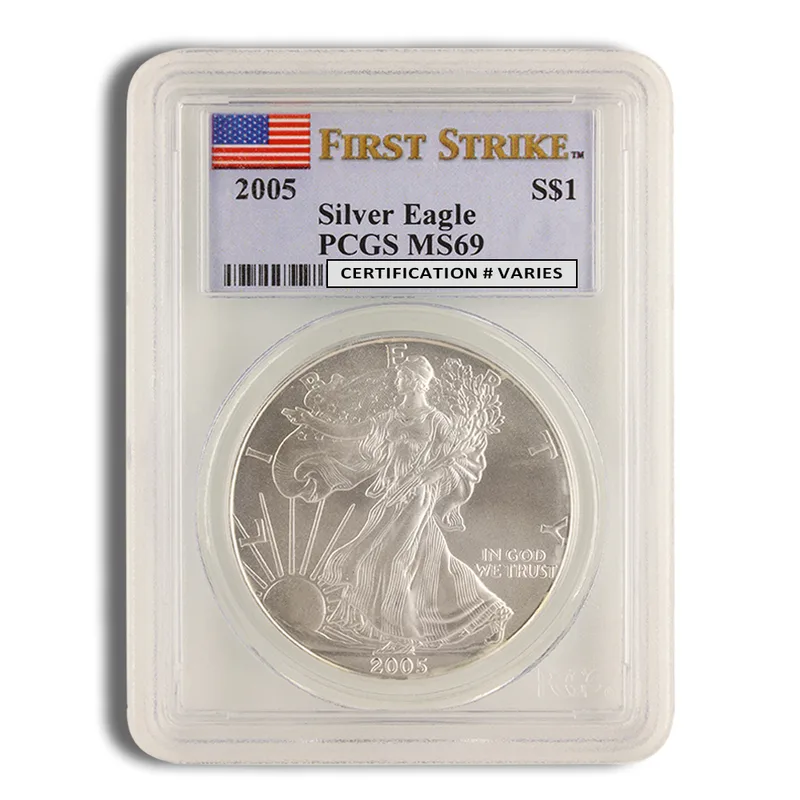 2005 Silver Eagle PCGS MS69 — Silver bullion from Standard Bullion