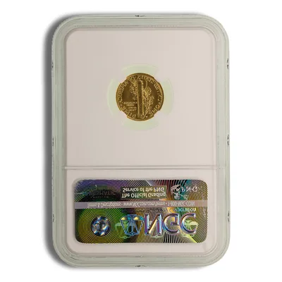 2016-W 1/10 oz Gold Mercury Dime Centennial (Cap/Incomplete/Slab) — reverse view