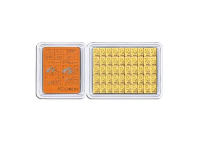 50 x 1 gram .9999 Valcambi CombiBar™ Gold (In Assay) — reverse view