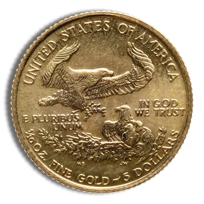 1987 1/10 oz Gold Eagle - BU (MCMLXXXVII) — reverse view