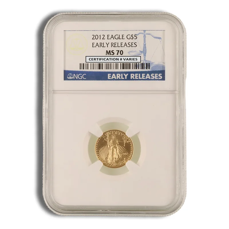 2012 1/10 oz Gold Eagle $5 NGC MS70 ER — Gold bullion from Standard Bullion