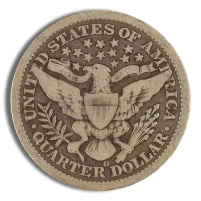 <body> FV 90% Silver Barber Quarters - VF — reverse view