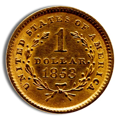 <body> Gold Liberty Type 1 - Cleaned/Low Grade — reverse view
