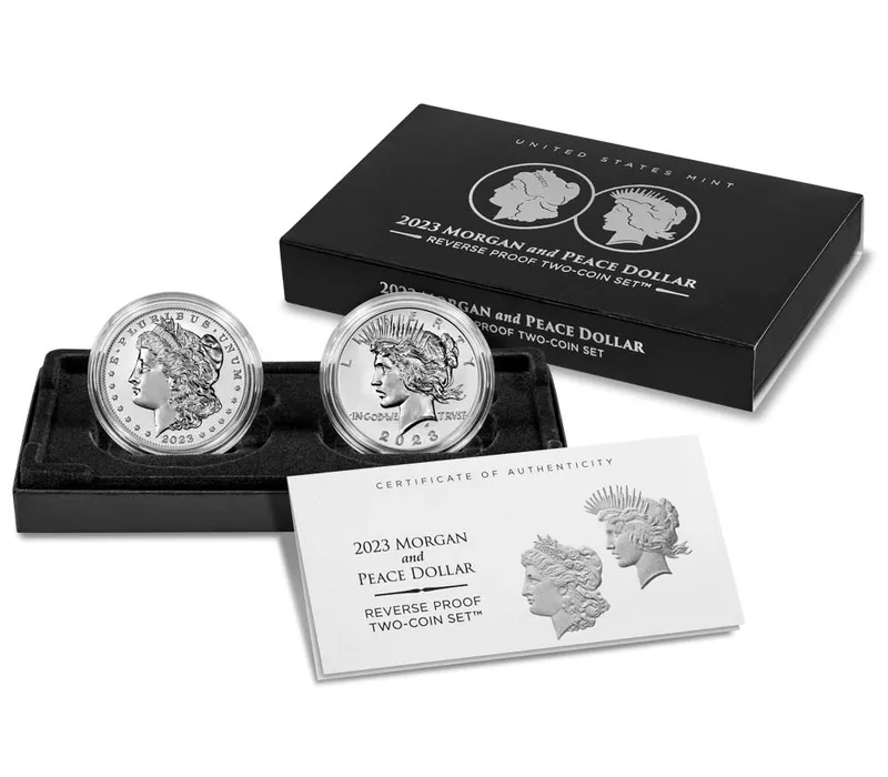 2023-S Morgan & Peace Dollar Two-Coin Reverse Proof Set — Silver bullion from Standard Bullion