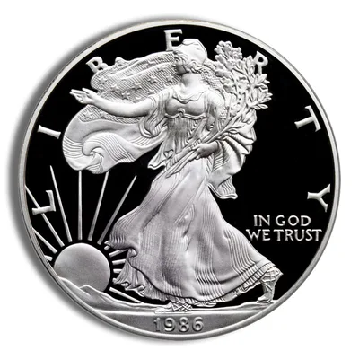 1986-S Proof Silver Eagle with Box & COA — reverse view