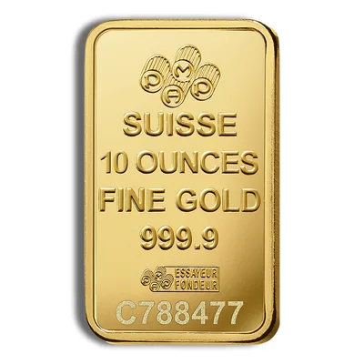 10 oz Gold Bar - PAMP Fortuna (Carded) — detail view