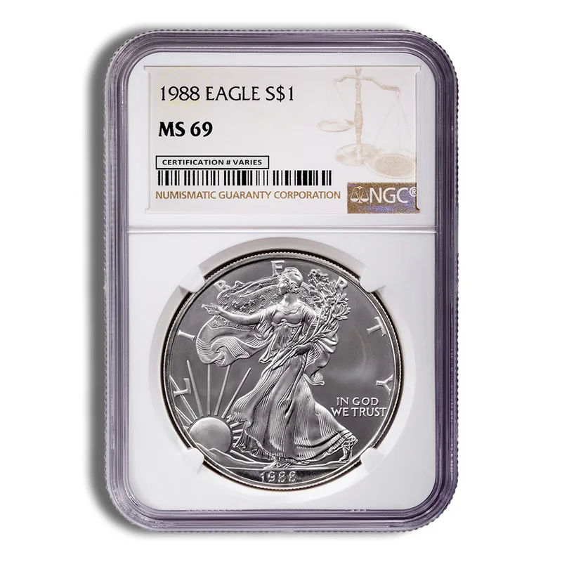 1988 Silver Eagle NGC MS69 — Silver bullion from Standard Bullion