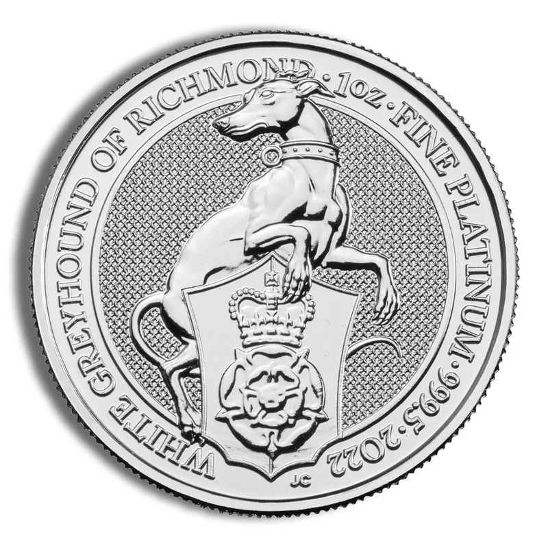 2022 1 oz Great Britain Queen's Beast Platinum Coin - White Greyhound of Richmond — Platinum bullion from Standard Bullion