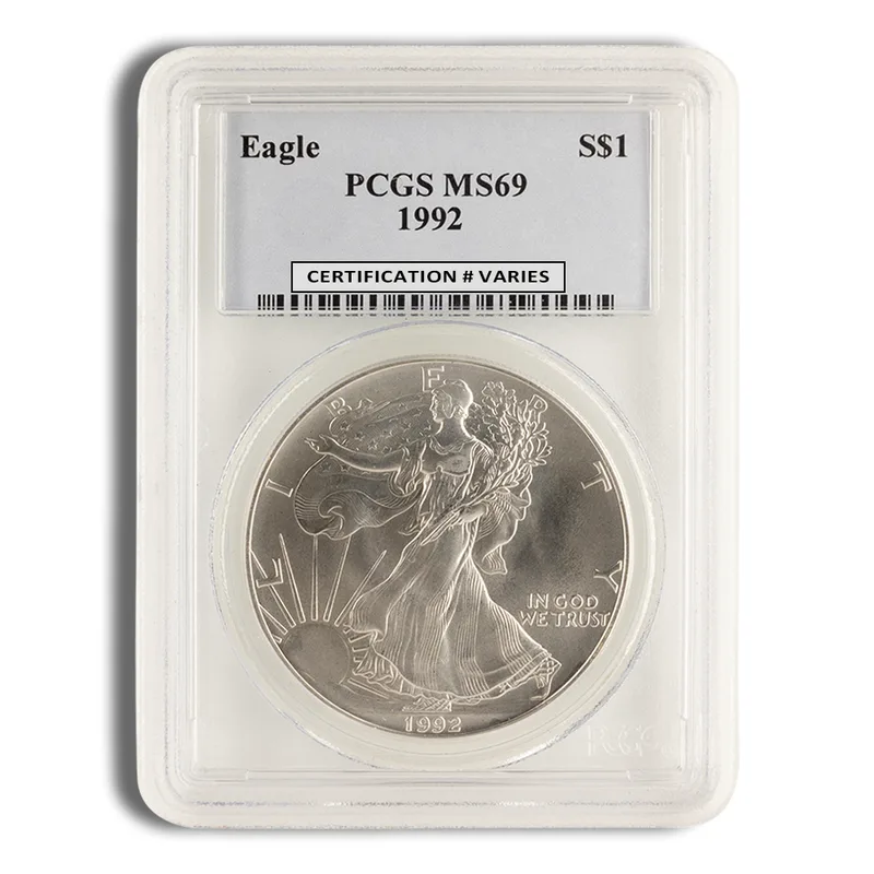 1992 Silver Eagle PCGS MS69 — Silver bullion from Standard Bullion