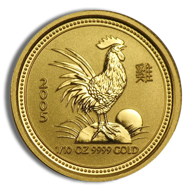 2005 1/10 oz Australia Gold Lunar Rooster BU - Series I — Gold bullion from Standard Bullion