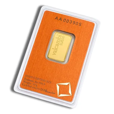 10 gram Gold Bar - Valcambi (Carded) — reverse view
