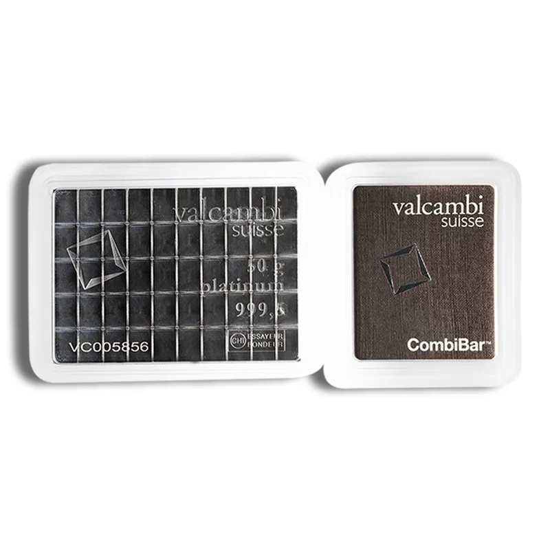 50 x 1 gram Platinum Valcambi CombiBar™ (Carded) — Platinum bullion from Standard Bullion