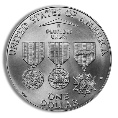 1994-W <body> Vietnam Vets Silver Commem - BU — reverse view