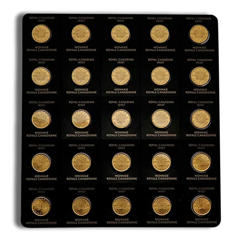25 x 1 g Canadian MapleGram Gold Coins (Carded) — Gold bullion from Standard Bullion