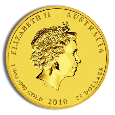 2010 1/4 oz Australia Gold Lunar Tiger BU - Series II — reverse view