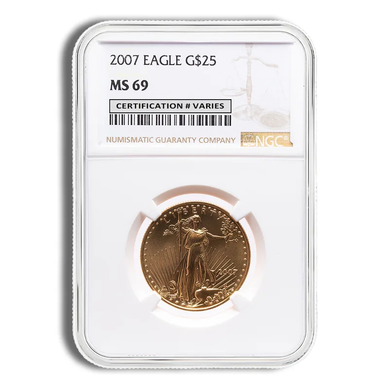 2007 1/2 oz Gold Eagle $25 NGC MS69 — Gold bullion from Standard Bullion