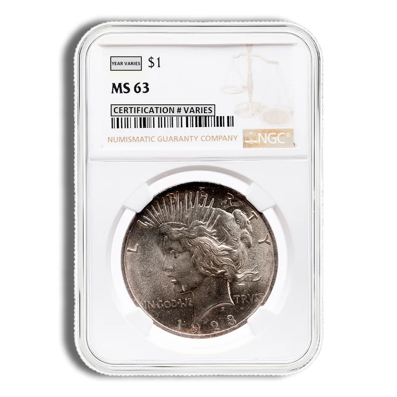 Peace Dollar - NGC MS63 (Toned) — Silver bullion from Standard Bullion