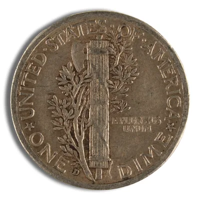 <body> FV 90% Silver Mercury Dimes - XF — reverse view