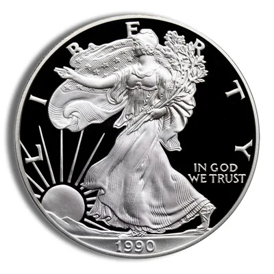 1990-S Proof Silver Eagle with Box & COA — reverse view