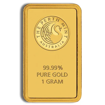 1 gram Gold Bar - Perth Mint (Carded) — detail view