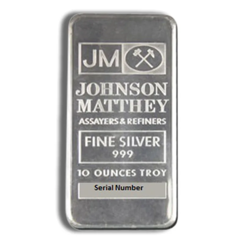 10 oz Silver Bar - Johnson Matthey - JM — Silver bullion from Standard Bullion