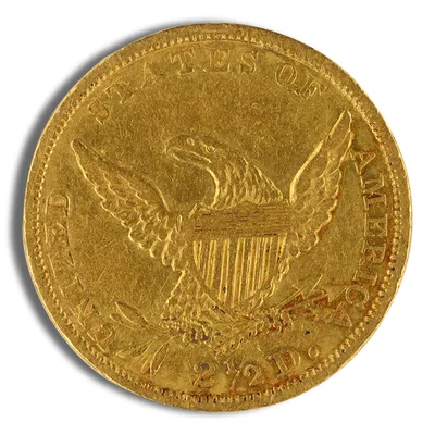 $2.5 Gold Classic Head Quarter Eagle - Cleaned — reverse view