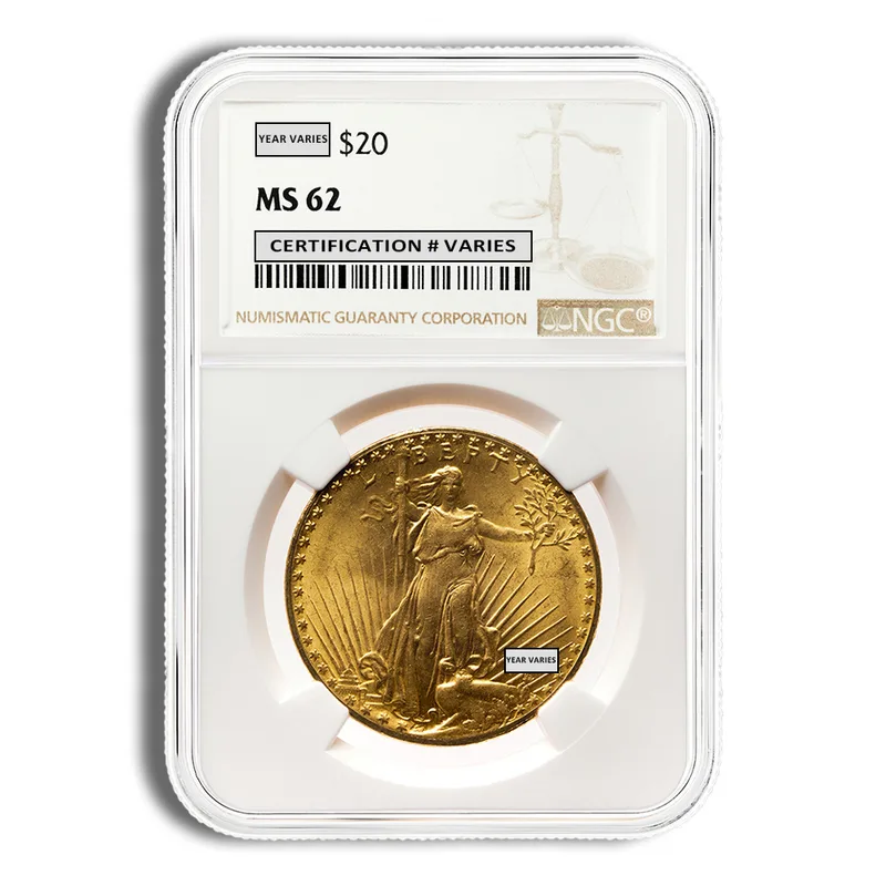 $20 Gold Saint-Gaudens Double Eagle - NGC MS62 — Gold bullion from Standard Bullion
