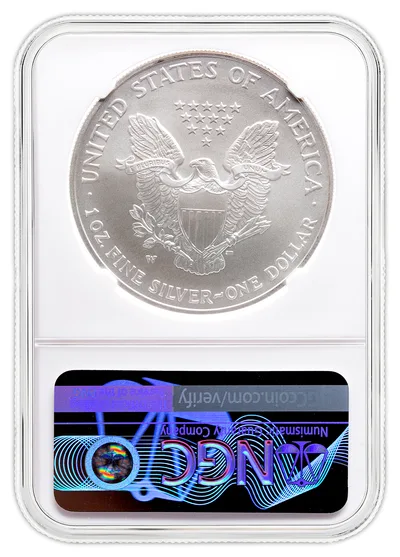 2007-W Burnished Silver Eagle NGC MS70 — reverse view