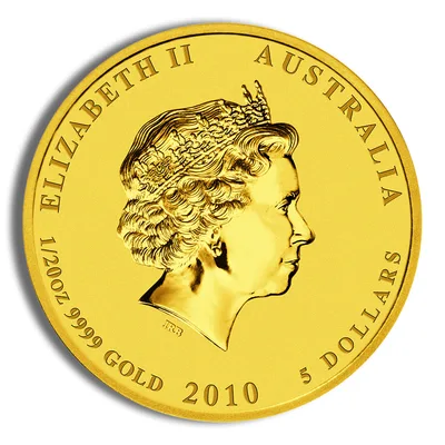 2010 1/20 oz Australia Gold Lunar Tiger BU - Series II — reverse view