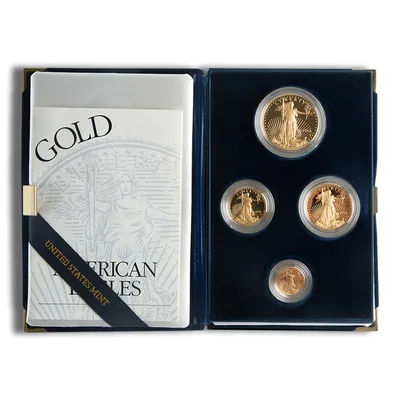 Four Coin Proof Gold Eagle Set - Box/COA (Date Varies) — reverse view