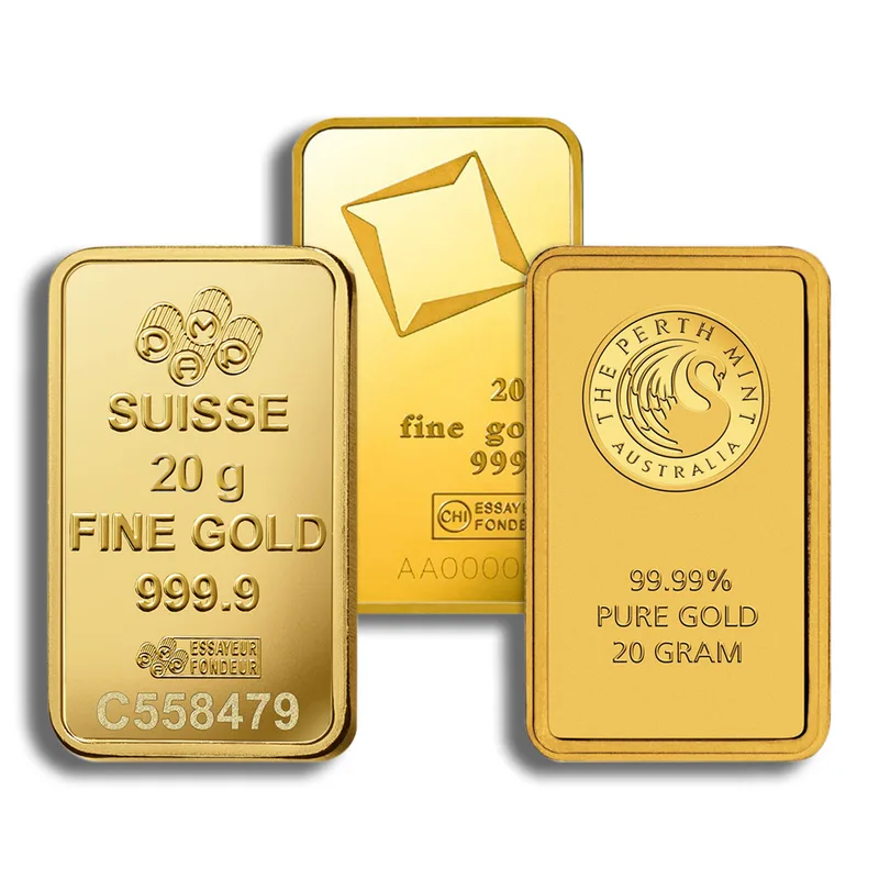 20 gram Gold Bar - Brand Varies (No Card) — Gold bullion from Standard Bullion