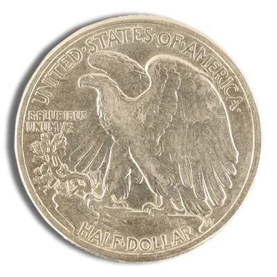 <body> FV 90% Silver Walking Liberty Half Dollars - XF/AU — reverse view