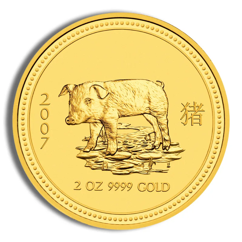 2007 2 oz Australia Gold Lunar Pig BU - Series I — Gold bullion from Standard Bullion