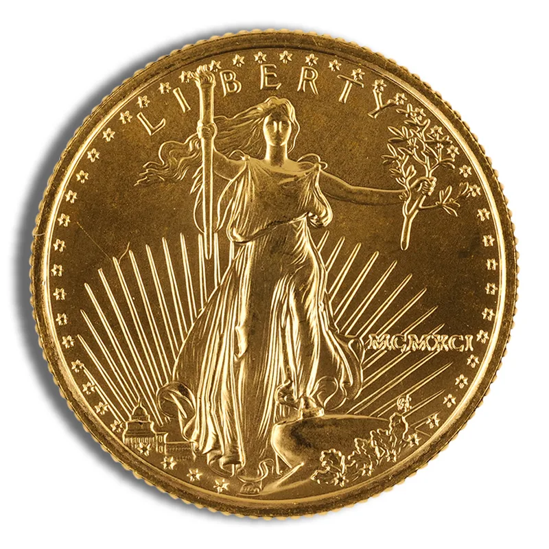 1991 1/4 oz Gold Eagle - BU (MCMXCI) — Gold bullion from Standard Bullion